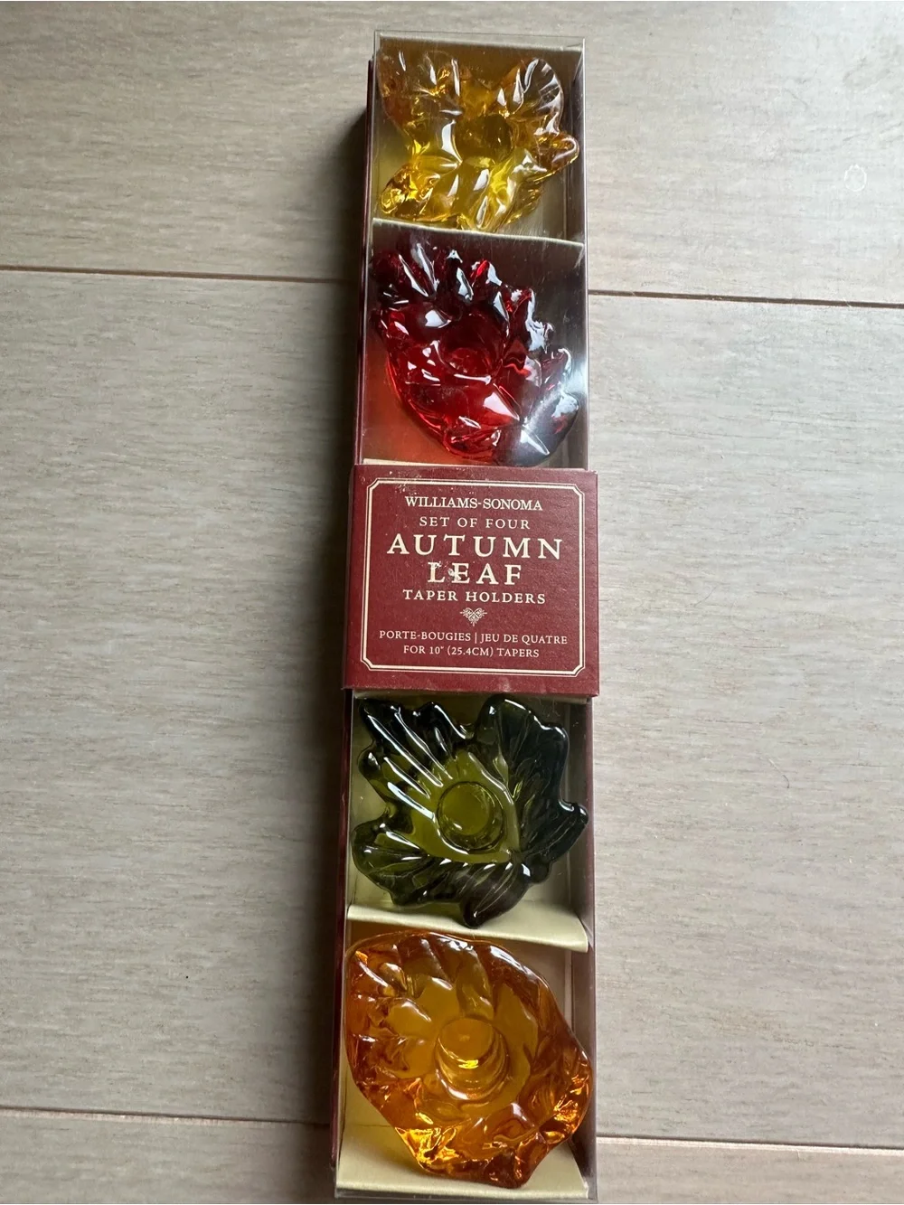 NEW not opened or used Williams Sonoma Burgundy Candle Holder Box Pack of 4